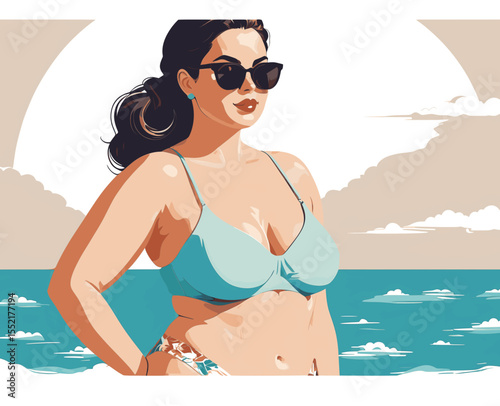 Vector Illustration of Swimwear Model – Clean, Minimalist Look