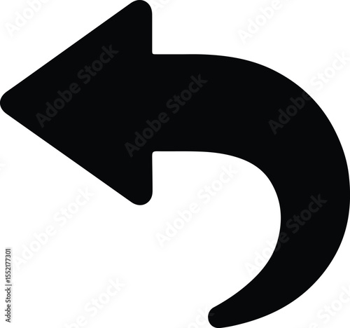 Silhouette Undo Arrow Curved Left Direction Turn Back Vector Illustration