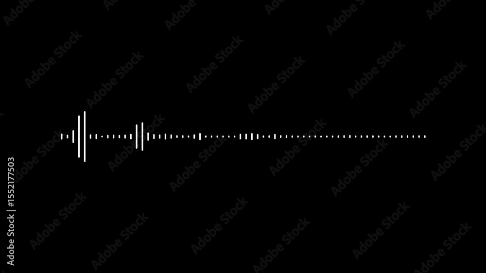 Audio wave animation isolated on black background. Sound wave audio spectrum animation with transparent background, Dynamic equalizer visual effect, Abstract sound waves, 