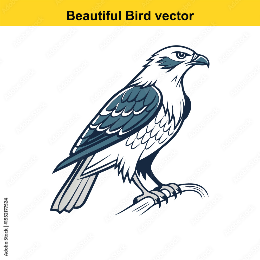 Fototapeta premium Majestic Bald Eagle Perched on Tree Branch A Symbol of Freedom and Wildlife Beauty in Vector Illustration