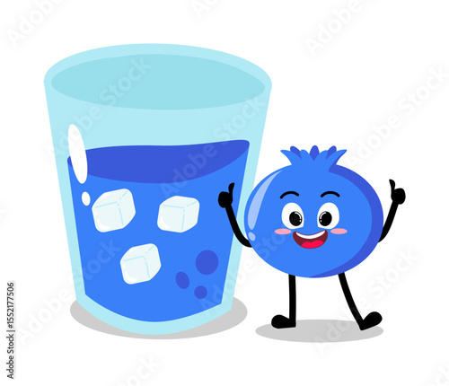 Cute Hand Drawn blueberry and blueberry juice
