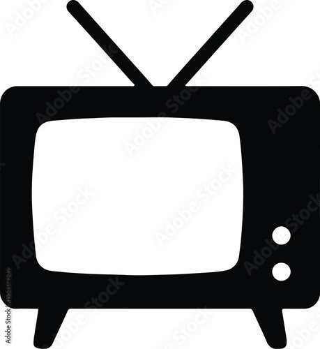 Silhouette vintage television retro style antenna Vector Illustration