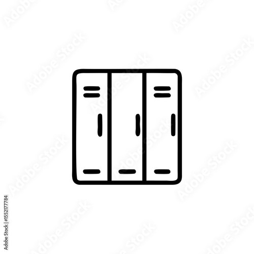Handdrawn Line Art Gym Lockers Three Compartments Fitness Center Icon vector