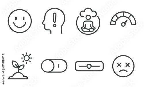 Mood and emotion line icons set – simple, expressive and minimalist symbols