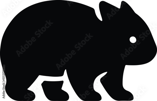 Silhouette wombat cute marsupial animal outline Vector Illustration