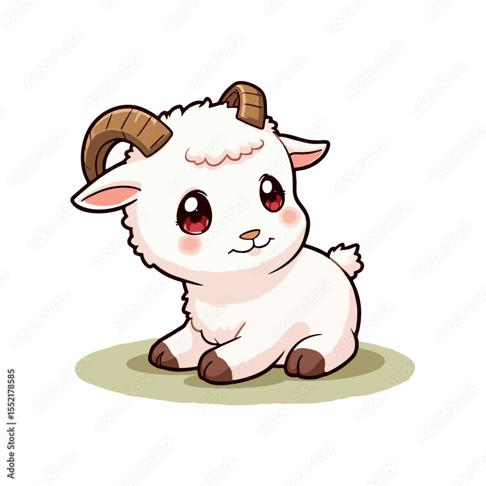 Naklejka premium Cute Baby Goat Clipart 05