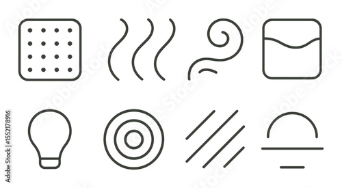 Sensory design icons set – outline, minimalist and modern aesthetics