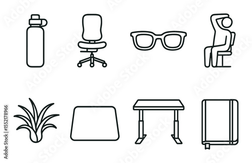 Wellness icons set – linear design, health and fitness symbol collection