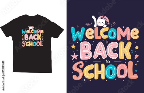 First Day of School Kids T‑Shirt with Cartoon Cat & Fun Lettering