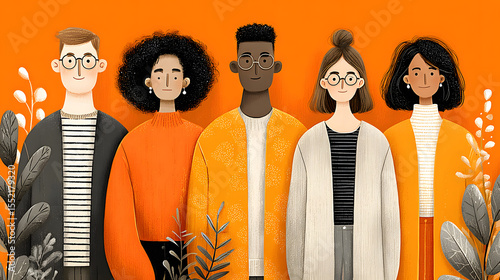 Minimal vector people diverse modern A clean flat illustration