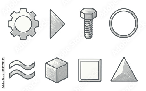 Linear metallic icons set – sleek, simple and compose designs for modern projects