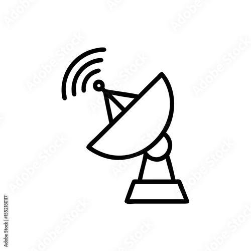 Handdrawn Line Art Satellite Dish Icon Space Communication Technology antenna