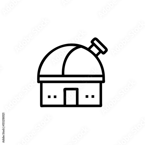 Handdrawn Observatory Building Line Art Icon Space Dome Telescope Astronomy Stargazing Science Research