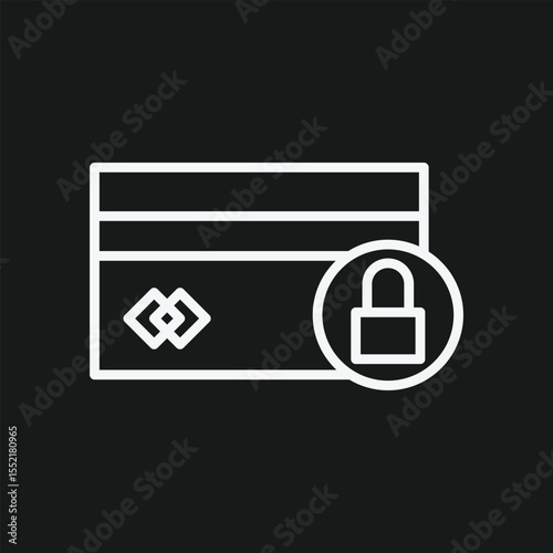 Secure Credit Card Payment Icon with Padlock Symbol for Safe Online Transactions, Financial Data Protection, and E-commerce Fraud Prevention