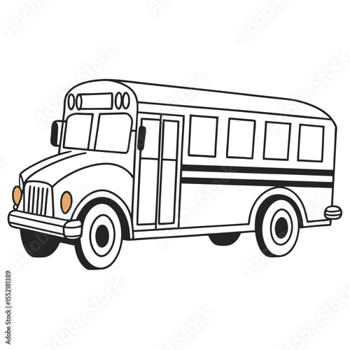 A Detailed Illustration of a Classic School Bus for Educational and Creative Purposes
