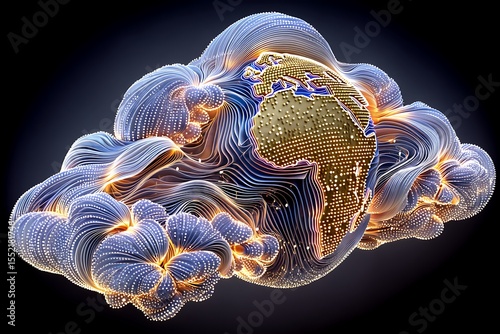 Golden earth wrapped in cloud high resolution picture