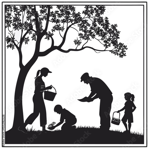 black-silhouette-vector-of-family-activities--whit
