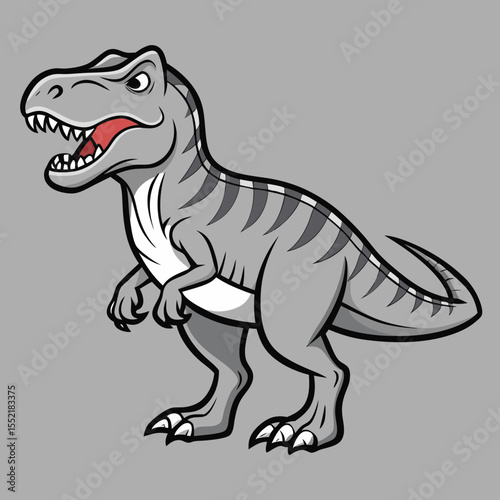 Cartoon tyrannosaurus rex dinosaur with open mouth and sharp teeth
