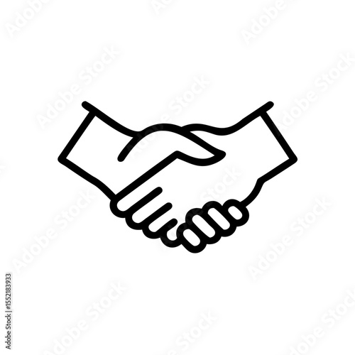 Handdrawn Line Art Two Hands Shaking Teamwork Agreement Deal Concept handshake