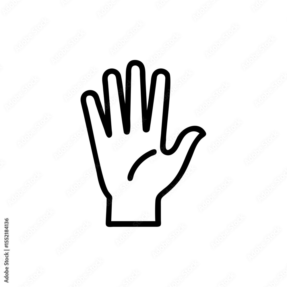 Handdrawn Outline Open Palm Hand Teamwork Icon Graphic fingers Handdrawn Outline Open Palm Hand Teamwork Icon Graphic fingers
