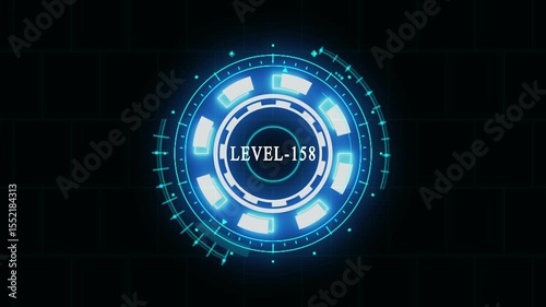 Setting gear level- 158 text font animation. Level up text sign. Level up and lettering with black background. 4k animation video
