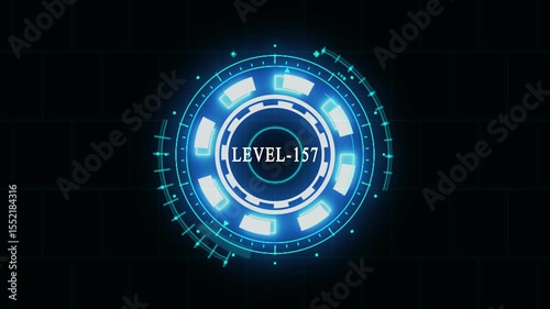 Setting gear level-157 text font animation. Level up text sign. Level up and lettering with black background. 4k animation video