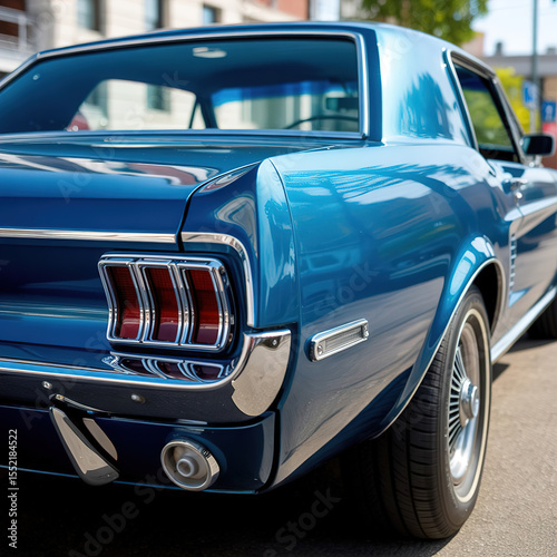 an elegant car, partially visible from behind, Taillights, dark tinted rear and side windows,