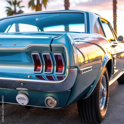 an elegant car, partially visible from behind, Taillights, dark tinted rear and side windows,