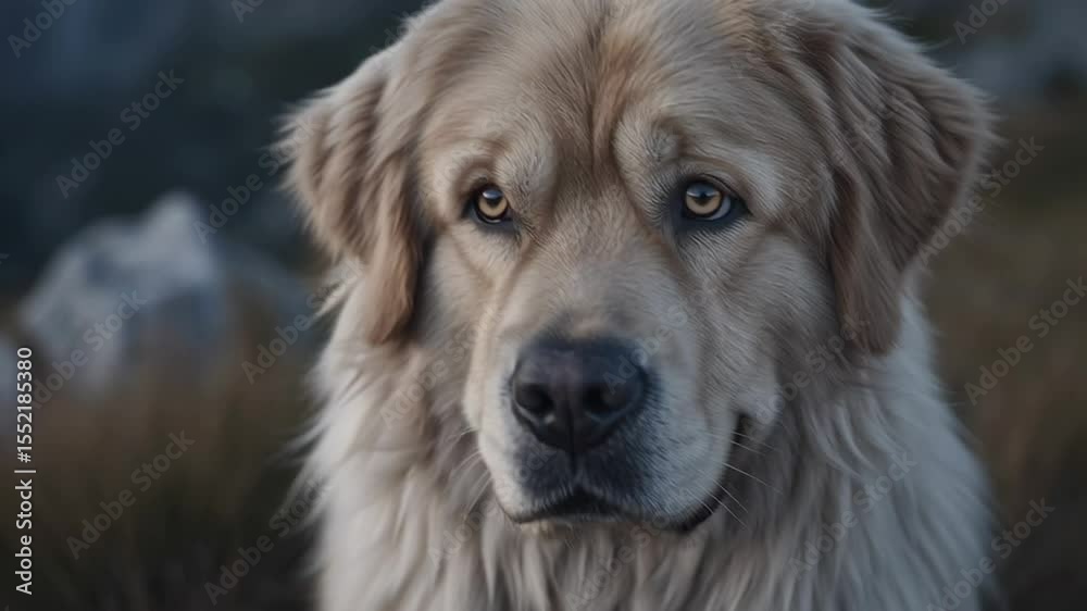 Close-up of a large dog with a gentle expression Close-up of a large dog with a gentle expression