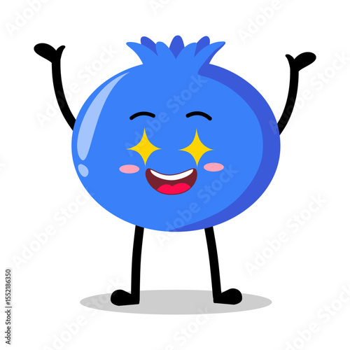 Cute Hand Drawn blueberry Excited