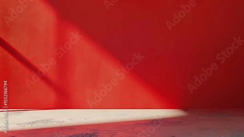 Striking red wall backdrop with beautiful light play and soft shadows, ideal for designs and visual projects with minimal elements.