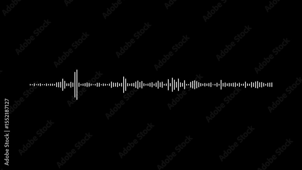 Audio wave animation isolated on black background. Sound wave audio spectrum animation with transparent background, Dynamic equalizer visual effect, Abstract sound waves,