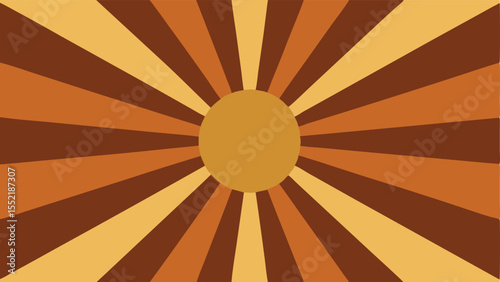 Retro sunburst illustration with warm earth tones providing a nostalgic and artistic vibe