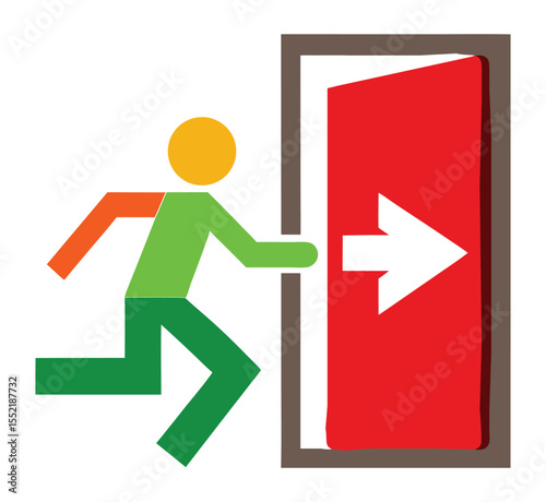 Running Man Emergency Exit Sign Icon  Vector Safety Illustration.

