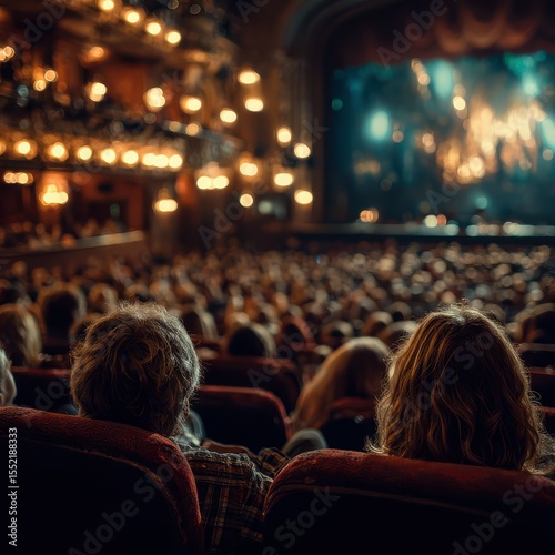 Audience enjoys a spectacular performance at a historic theater during an evening show in the city
