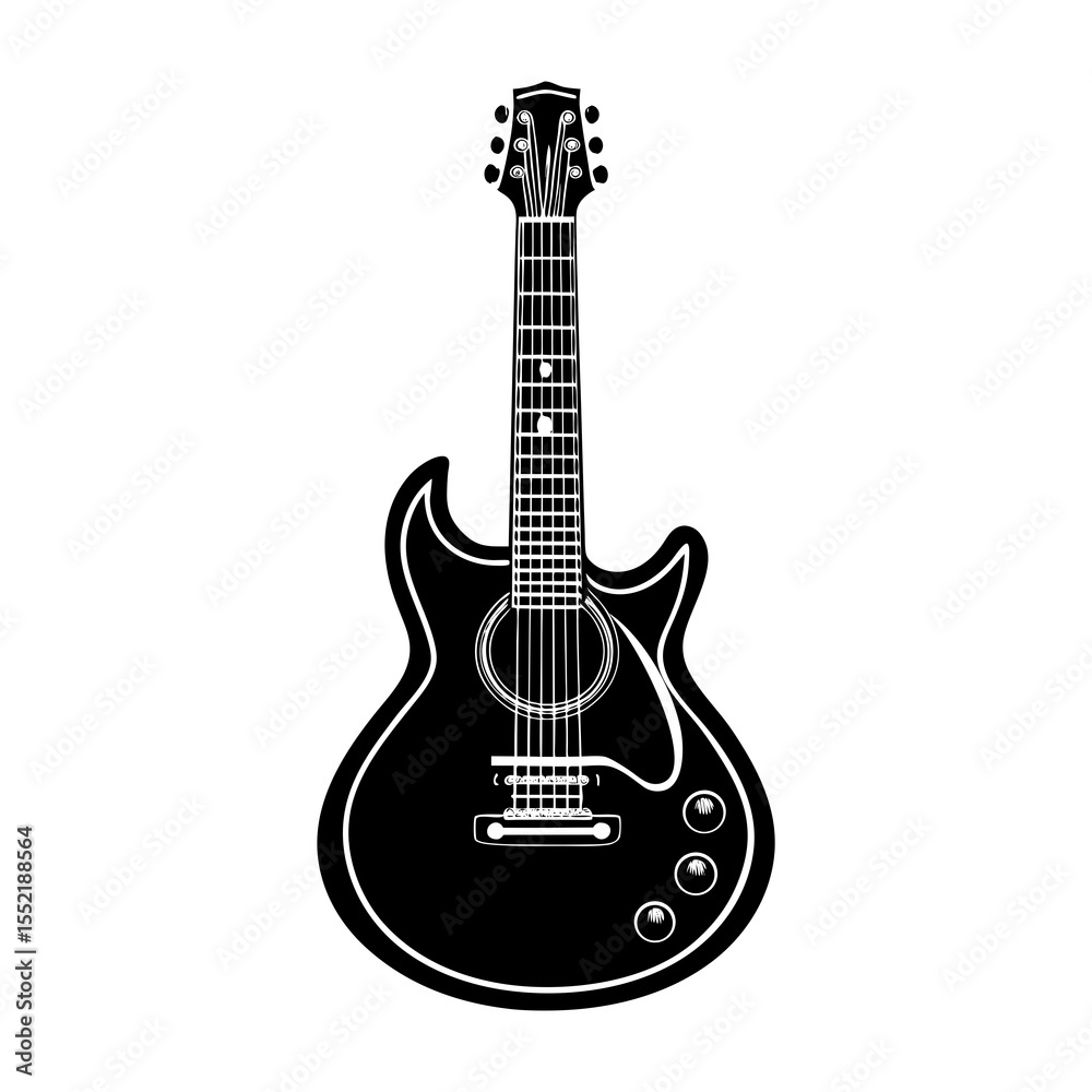 Obraz premium Download high quality black and white guitar vector image for music production and guitar lessons online