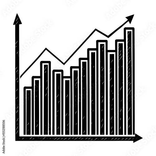 Growth chart diagram showing business success and financial increase with upward trending graph line