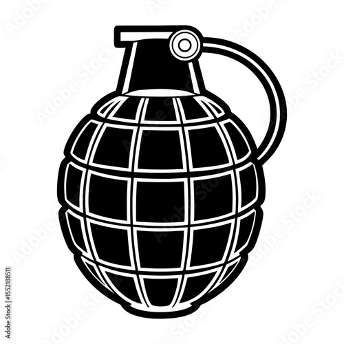 Discover the detailed black and white grenade vector illustration for graphic design and war concept needs