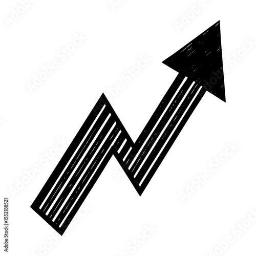 Upward trending arrow chart icon for business growth and success analysis and positive market direction