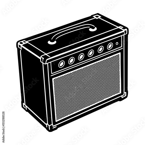 Illustration of a guitar amplifier combo amp for electric guitars and other musical instruments