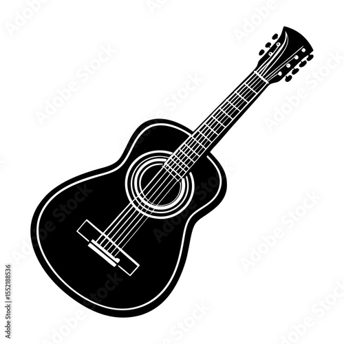 Acoustic guitar vector illustration for music instrument lovers and guitar players and musicians art design