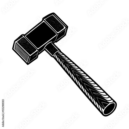 Find black and white sledgehammer illustration vector for construction demolition and blacksmithing projects