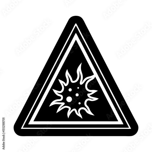 Caution virus warning sign vector illustration for health safety and disease prevention awareness campaign