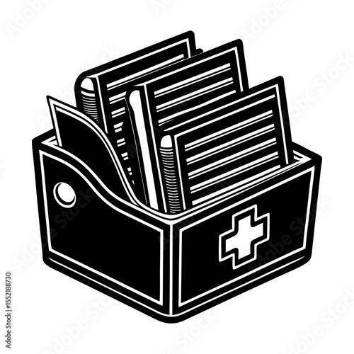 Medical records box file document healthcare information health data storage system organization patient files