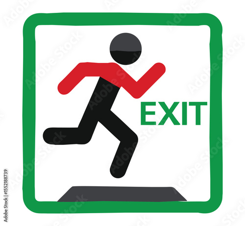 Running Man Emergency Exit Sign Icon  Vector Safety Illustration.

