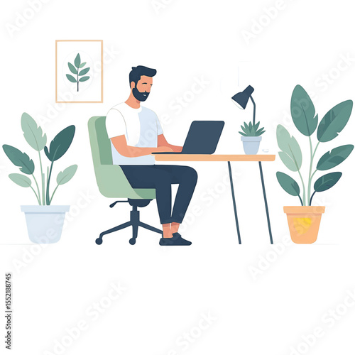 businessman working on laptop in office