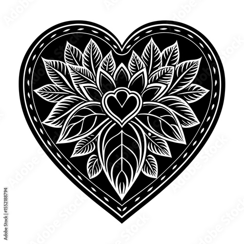 Heart shaped floral mandala vector design for valentine's day love and romantic themes illustration
