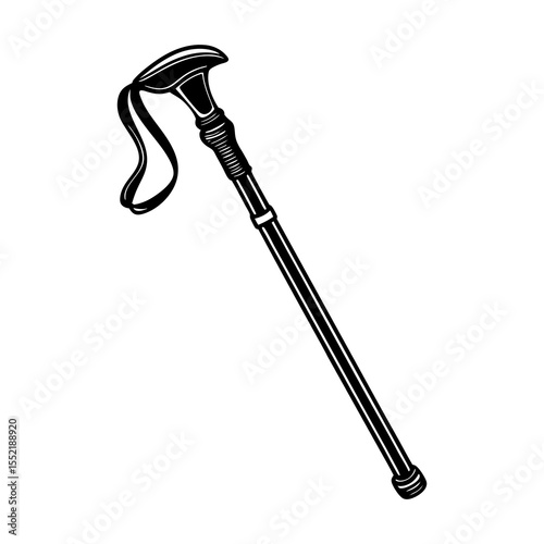 Explore walking stick cane for hiking and mobility assistance with adjustable height and wrist strap design