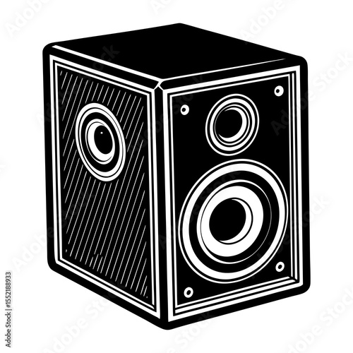 Vintage stereo speaker vector illustration for audio equipment and music lovers design projects use