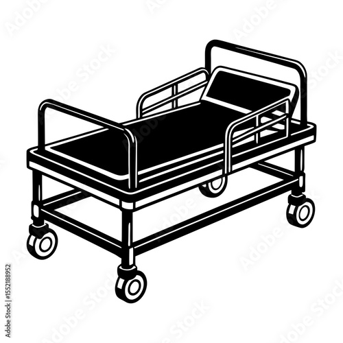 Explore hospital bed vector illustration for medical equipment and healthcare furniture design needs now